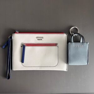 GUESS White Wristlet with Keychain